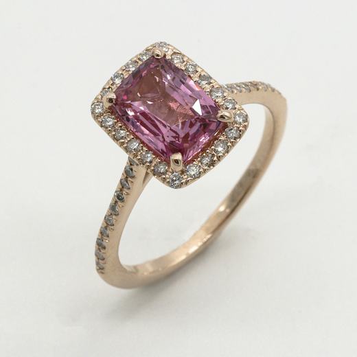 Prakriti cushion ring set with a pink cubic zirconia